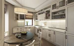 Cuisine avec mouluration sur les cabinets